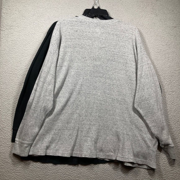 The Foundry Supply Co Henley Mens 4XLT Black Gray Waffle Knit Thermal 2 Pack - Picture 6 of 16